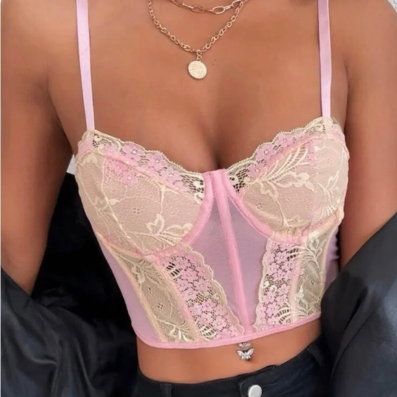 LUXE 5 Star Fave Princess Bustier Corset Lace Cami Crop Top Small Medium Large - Picture 3 of 11